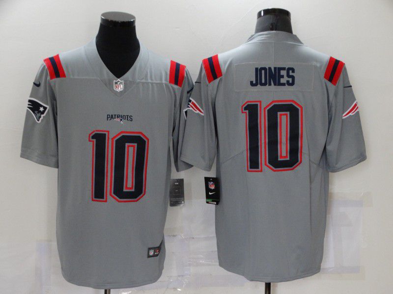Men New England Patriots 10 Jones Grey Nike Vapor Untouchable Limited 2021 NFL Jersey